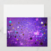 Cartes Pour Fêtes Annuelles Arrière - plan de feuille violet avec étoiles (Devant / Derrière)