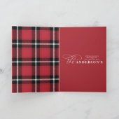 Cartes Pour Fêtes Annuelles Arrière-plan en or rouge plaid 1 photo Noël (Intérieur)