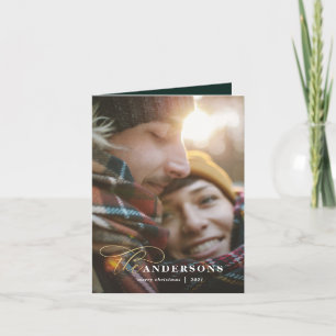 Cartes Pour Fêtes Annuelles Arrière-plan en or vert plaid 1 photo Noël