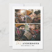 Cartes Pour Fêtes Annuelles Arrière-plan en or vert plaid 3 photo Noël (Devant)