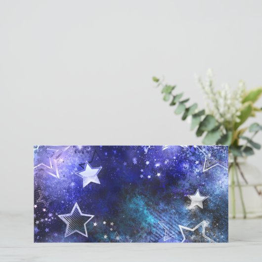 Cartes Pour Fêtes Annuelles Arrière - plan spatial avec étoiles (Debout devant)
