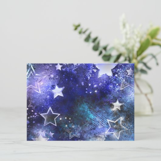 Cartes Pour Fêtes Annuelles Arrière - plan spatial avec étoiles (Debout devant)