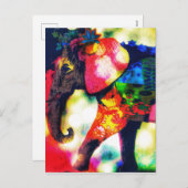 Cartes Pour Fêtes Annuelles Art contemporain africain de la pop éléphante (Devant / Derrière)