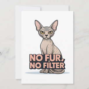 Cartes Pour Fêtes Annuelles Art d'attitude de chat Sphynx sans poils ni filtre