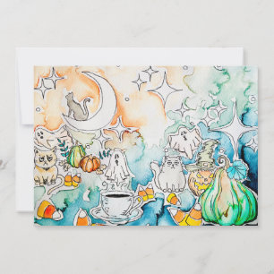 Cartes Pour Fêtes Annuelles Art de chat d'Halloween