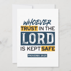 Cartes Pour Fêtes Annuelles Art de citation biblique - Proverbes 29:25 Confian