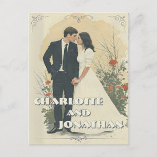 Cartes Pour Fêtes Annuelles Art de couple de mariage romantique vintage