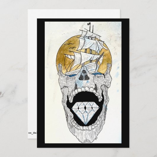 Cartes Pour Fêtes Annuelles art de crâne cool (Devant / Derrière)