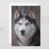 Cartes Pour Fêtes Annuelles Art de Husky Sibérien (Devant / Derrière)