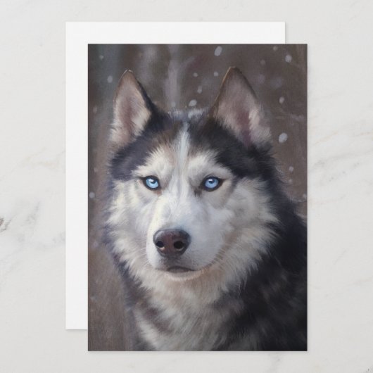 Cartes Pour Fêtes Annuelles Art de Husky Sibérien (Devant / Derrière)