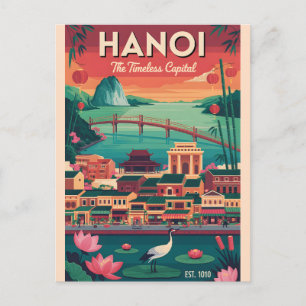 Cartes Pour Fêtes Annuelles Art de l'affiche de voyage rétro de Hanoï Vietnam