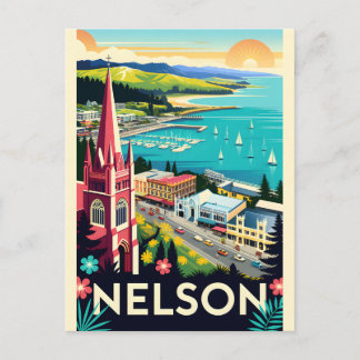 Cartes Pour Fêtes Annuelles Art de l'affiche de voyage rétro Nelson Nouvelle-Z