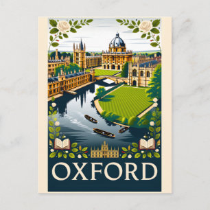 Cartes Pour Fêtes Annuelles Art de l'affiche de voyage rétro Oxford Angleterre