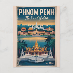 Cartes Pour Fêtes Annuelles Art de l'affiche de voyage rétro Phnom Penh Cambod