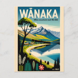 Cartes Pour Fêtes Annuelles Art de l'affiche de voyage rétro Wānaka Nouvelle-Z
