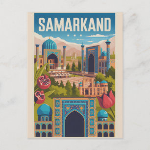 Cartes Pour Fêtes Annuelles Art de l'affiche rétro de voyage à Samarkand en Ou