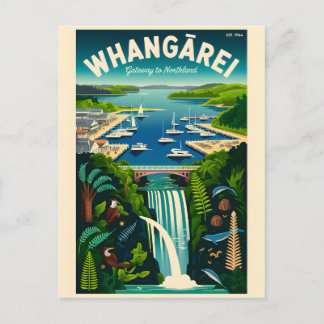Cartes Pour Fêtes Annuelles Art de l'affiche rétro de voyage à Whangārei Nouve