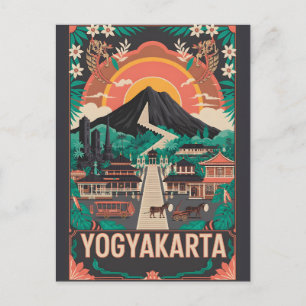 Cartes Pour Fêtes Annuelles Art de l'affiche rétro de voyage à Yogyakarta Indo