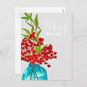 Cartes Pour Fêtes Annuelles Art de l'aquarelle des baies rouges de Noël (Devant / Derrière)