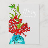 Cartes Pour Fêtes Annuelles Art de l'aquarelle des baies rouges de Noël (Devant)