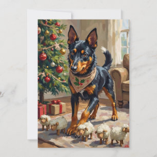 Cartes Pour Fêtes Annuelles Art de Noël sur le thème du berger australien Kelp