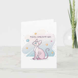 Cartes Pour Fêtes Annuelles Art de tête vivante de chat Sphynx zodiaque Poisso