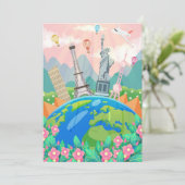 Cartes Pour Fêtes Annuelles Art de voyage Voyage autour du monde (Debout devant)