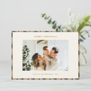 Cartes Pour Fêtes Annuelles Art Déco de Noël vert et or Géométrique Photo
