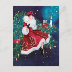 Cartes Pour Fêtes Annuelles Art déco festif rétro vintage dame de Noël