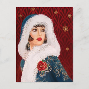 Cartes Pour Fêtes Annuelles Art déco festif rétro vintage dame de Noël