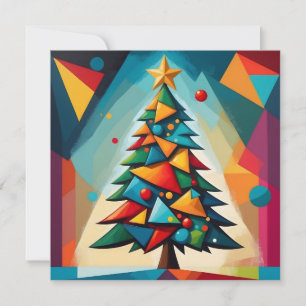 Cartes Pour Fêtes Annuelles Art Déco Géométrique Arbre de Noël Triangle Ciel