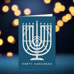 Cartes Pour Fêtes Annuelles Art Déco Hanukkiah Menorah Joyeux Noël Hanoukka<br><div class="desc">Souhaitez à vos amis et à votre famille "Happy Hanoukka" avec cet art déco inspiré hanukkiah,  avec des couleurs éditables de la menorah et de l'arrière - plan. Photo facultative à l'intérieur.</div>