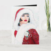 Cartes Pour Fêtes Annuelles art déco Noël Vacances rétro dame ajouter un messa (Devant)