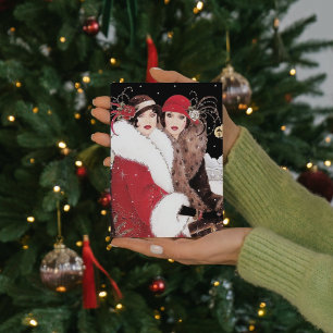 Cartes Pour Fêtes Annuelles art déco Noël vintage dame ajouter un message