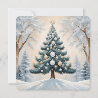 Cartes Pour Fêtes Annuelles Art Déco Pine de Noël Arbre d'or Blanc Ornements