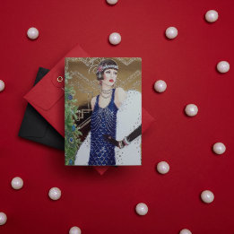 Cartes Pour Fêtes Annuelles Art déco retro vintage dame