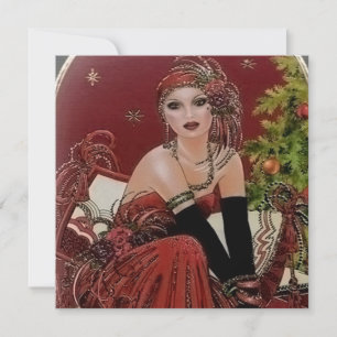 Cartes Pour Fêtes Annuelles Art déco rétro vintage dame Noël