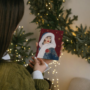 Cartes Pour Fêtes Annuelles Art déco rétro vintage dame Noël Fêtes