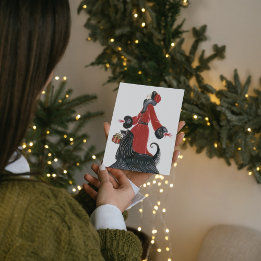 Cartes Pour Fêtes Annuelles Art déco rétro vintage de Noël dame de Noël