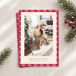 Cartes Pour Fêtes Annuelles Art Déco Rouge Canneberge Joyeux Noël 2 Photo