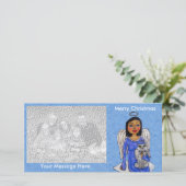 Cartes Pour Fêtes Annuelles Art folklorique Ange Bleu Robe Ange Blanc Chat Clo (Debout devant)