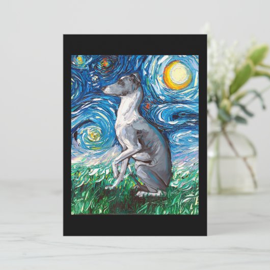 Cartes Pour Fêtes Annuelles Art italien Greyhound Starry Night Whippet Chien (Debout devant)