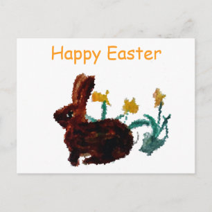 Cartes Pour Fêtes Annuelles Art jonquille du lapin de printemps