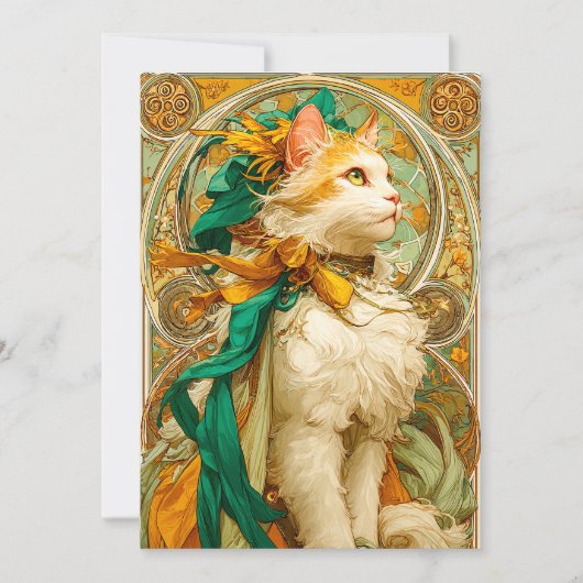 Cartes Pour Fêtes Annuelles Art Nouveau Chat (Devant)