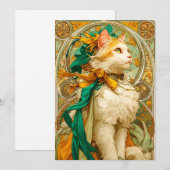 Cartes Pour Fêtes Annuelles Art Nouveau Chat (Devant / Derrière)