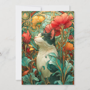 Cartes Pour Fêtes Annuelles Art Nouveau Chat