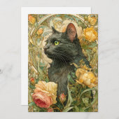 Cartes Pour Fêtes Annuelles Art Nouveau Chat (Devant / Derrière)