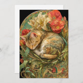 Cartes Pour Fêtes Annuelles Art Nouveau Chat (Devant / Derrière)
