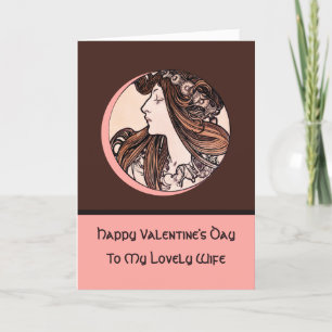 Cartes Pour Fêtes Annuelles Art Nouveau Saint Valentin Mucha belle femme