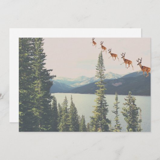 Cartes Pour Fêtes Annuelles art personnalisé de renne pour scène hivernale (Devant / Derrière)